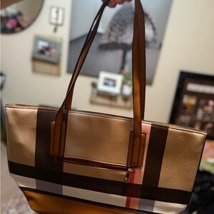 Stylish Brown and Cream Women's Tote Bag
